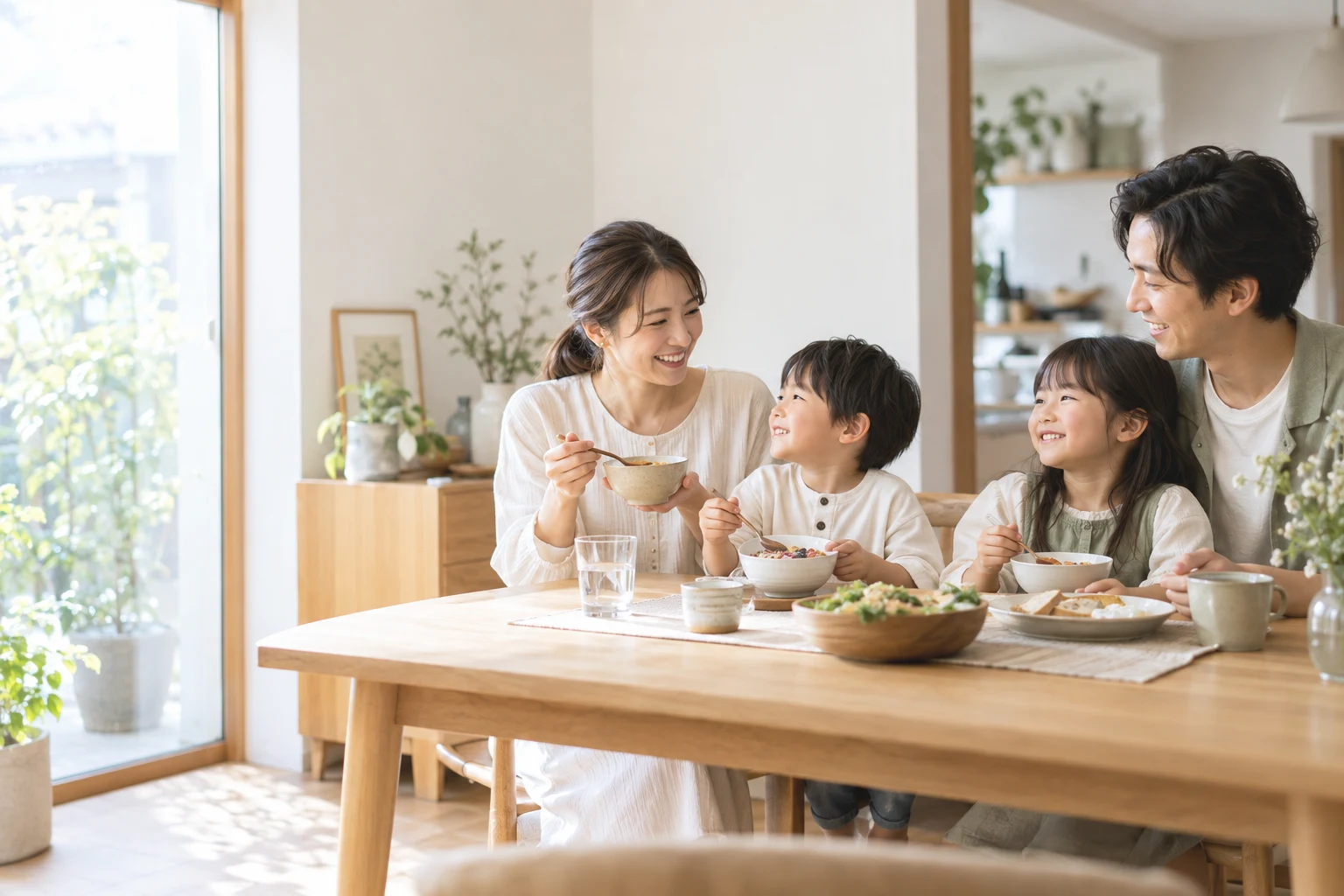食卓で穏やかに過ごす家族のイメージ